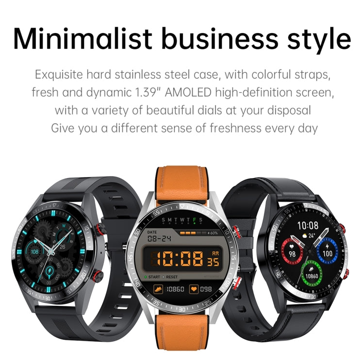 DW161.39 inch AMOLED Screen Smart Watch, Support Heart Rate / Blood Pressure Monitoring, Leather Strap, DW16